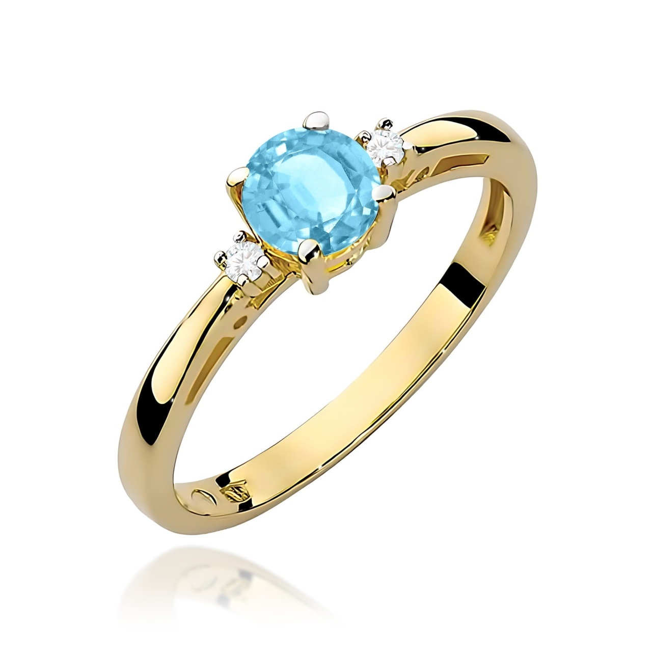 Inel Aur 9K cu Topaz Swiss 0.50 ct si Diamante Naturale 0.03 ct (Varianta: Galben)