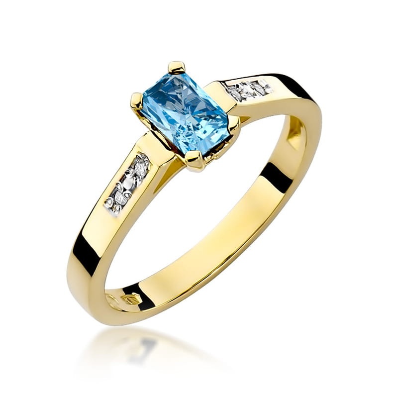 Inel Aur 9K cu Topaz Swiss 0.65 ct si Diamante Naturale 0.04 ct (Varianta: Galben)