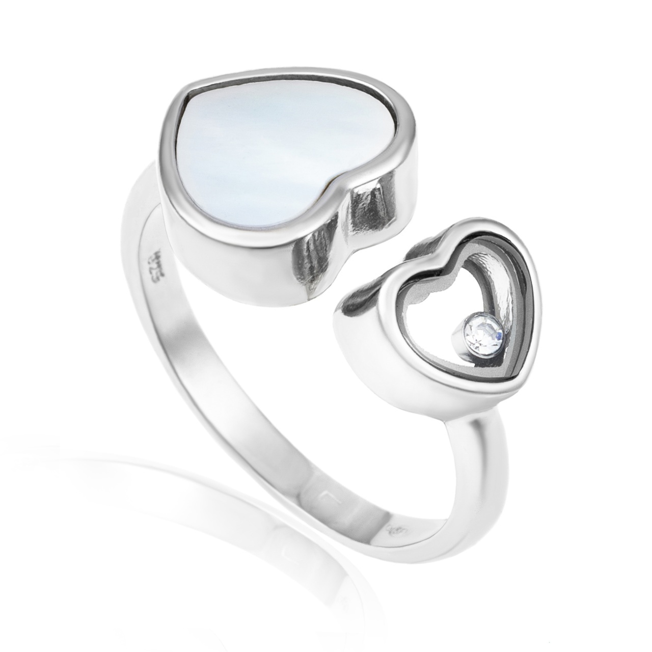 Inel White Heart din Argint 925 3.8g (Mărime: M53)