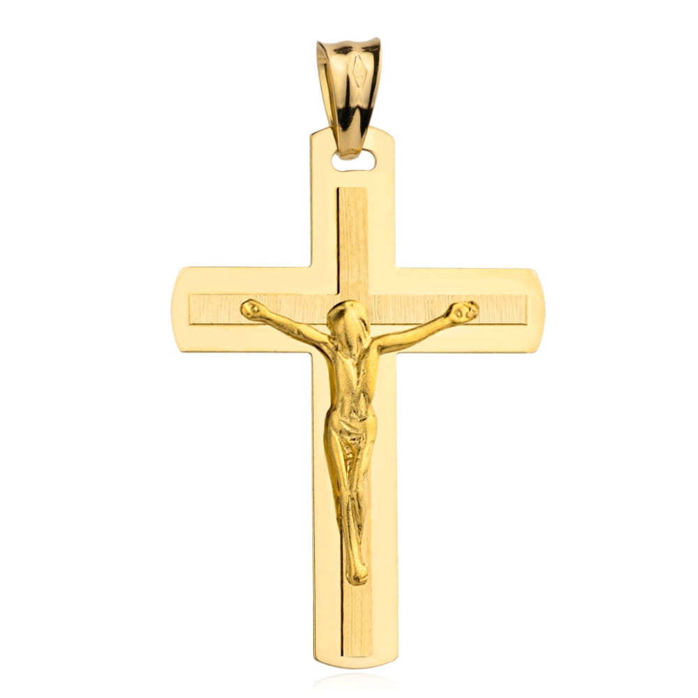 O cruce de aur cu Isus, ușor rotunjită (Greutate: 2.77)