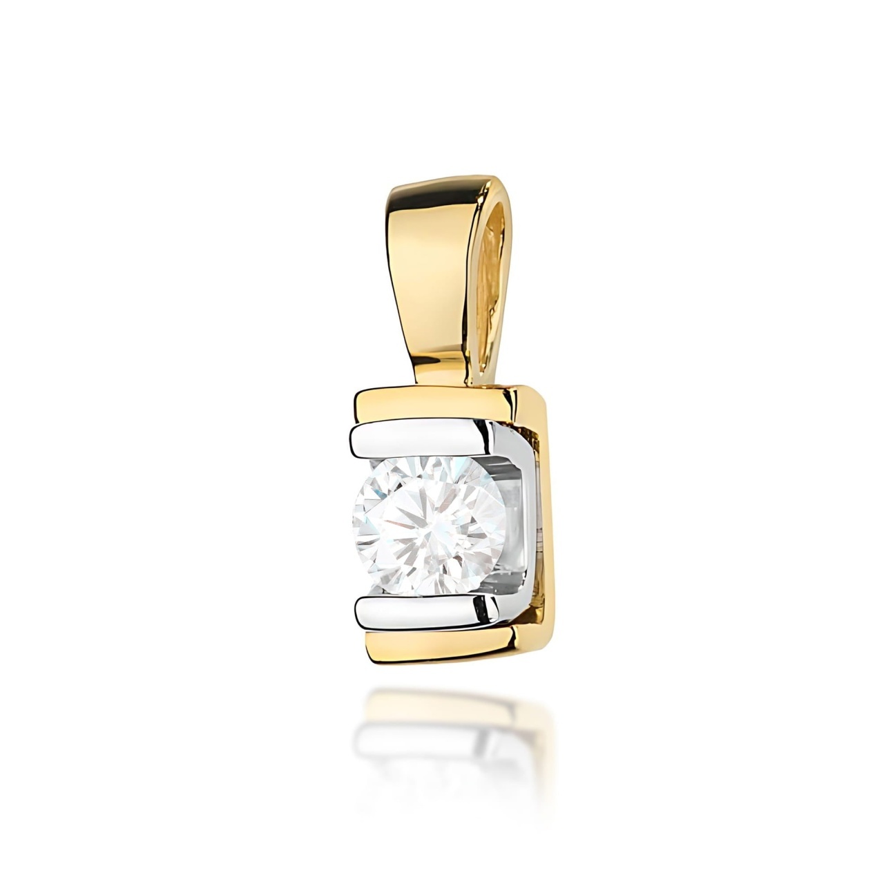 Pandantiv Aur 14K cu Diamant Natural 0.10 ct (Varianta: Alb)
