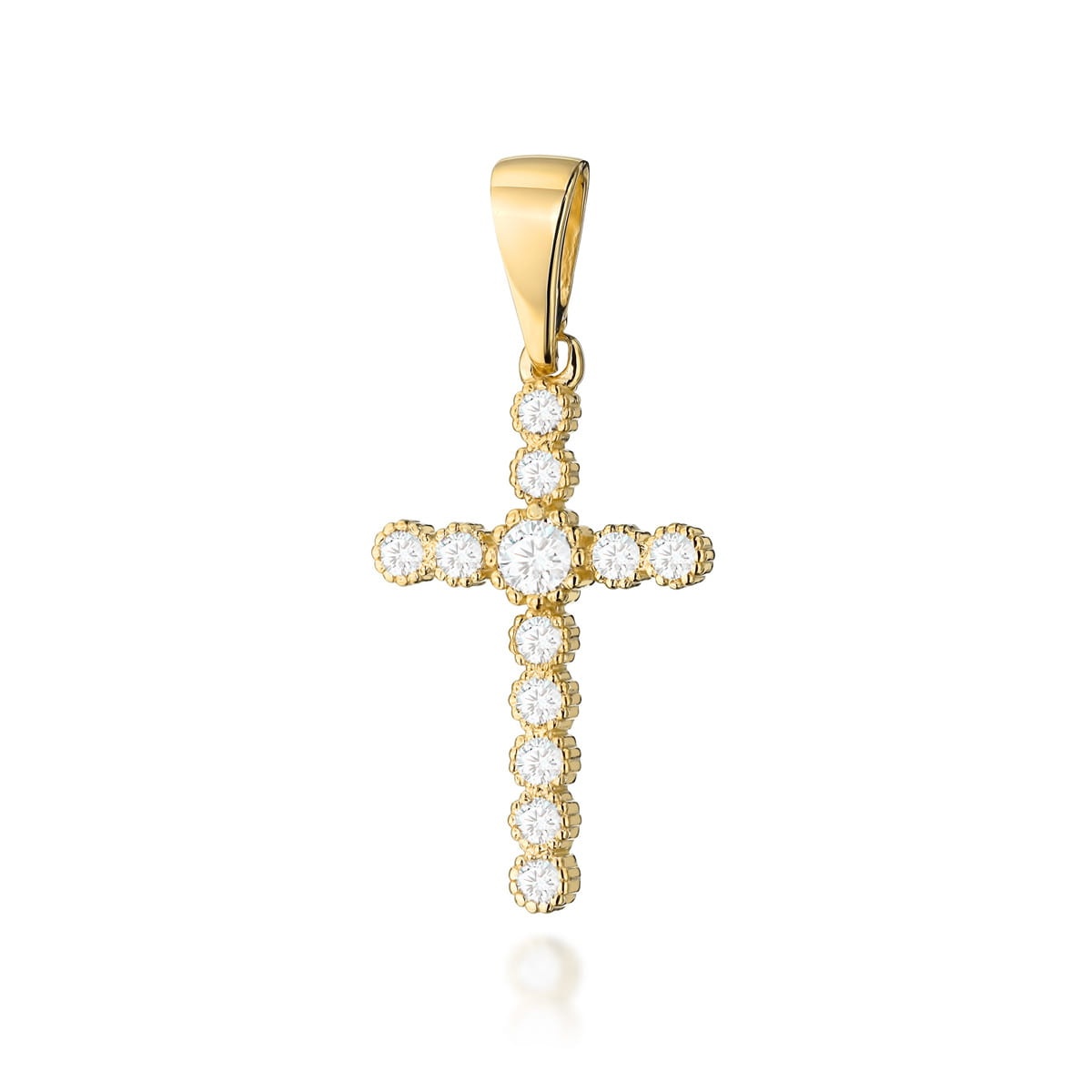 Pandantiv Cruce Aur 14 K cu Diamante 0.32 ct (Varianta: Galben)