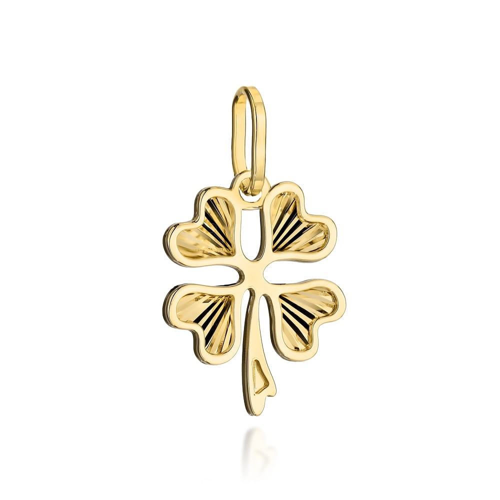 Pandantiv cu Trifoi cu Diamante - Aur 14k (Greutate: 0.61)