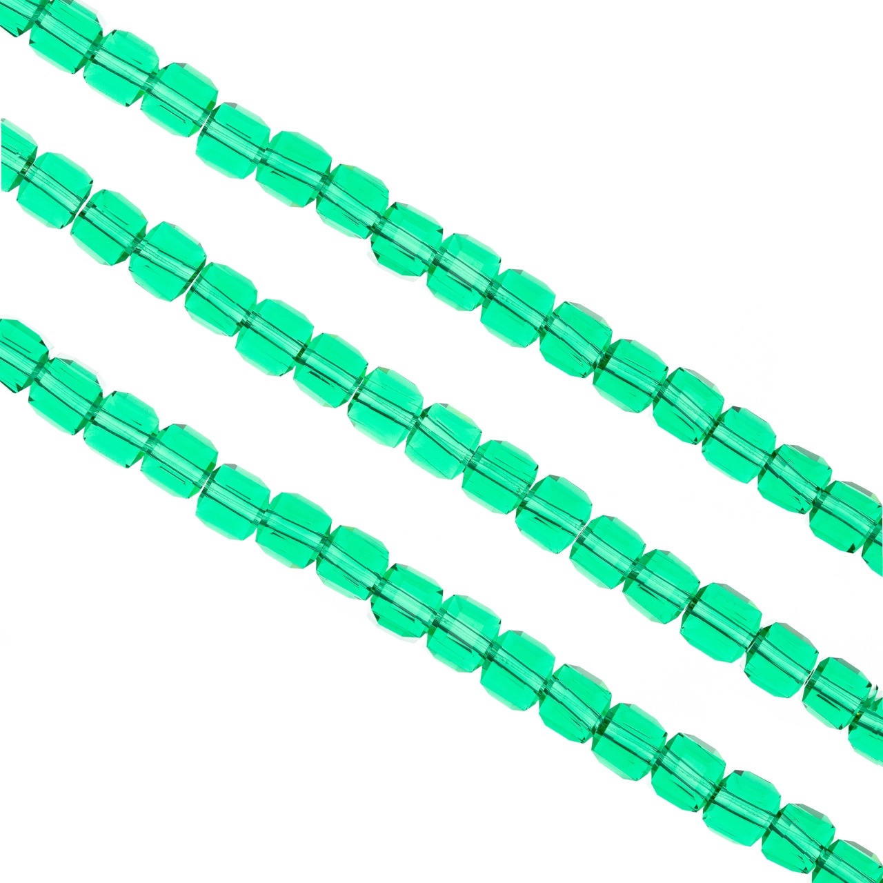 Sirag cristale cubice 6 mm - șirag aprox 100 bucăți - verde transparent