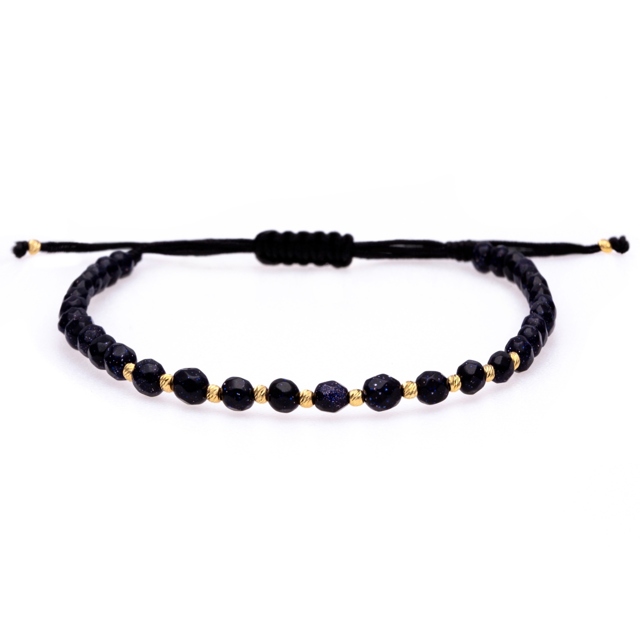 Brățara cu Purple Goldstone si 10 bilute din Aur 14K