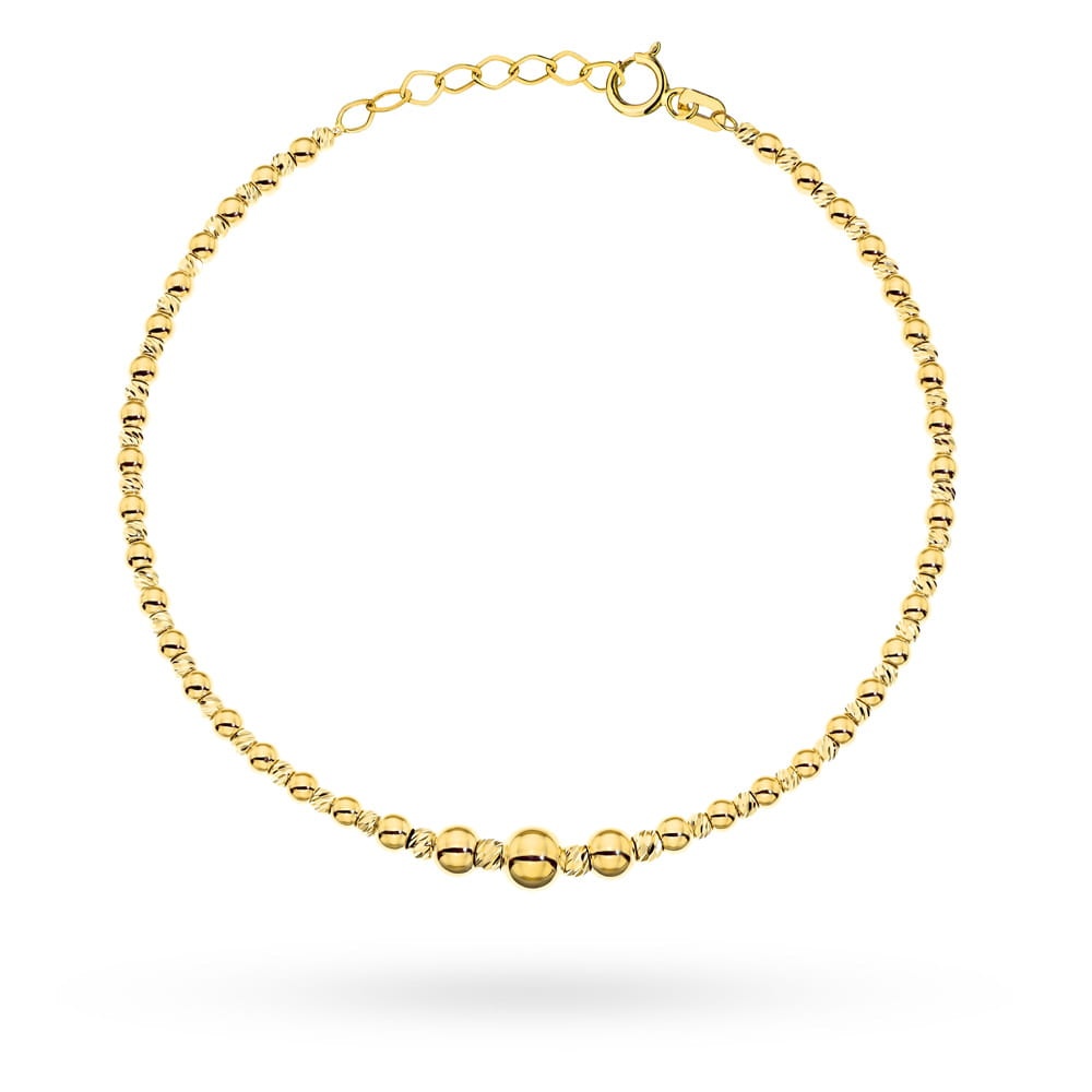 Brățară Elegantă din Aur 14K cu Biluțe Netede și Fațetate (Greutate: 3.87)