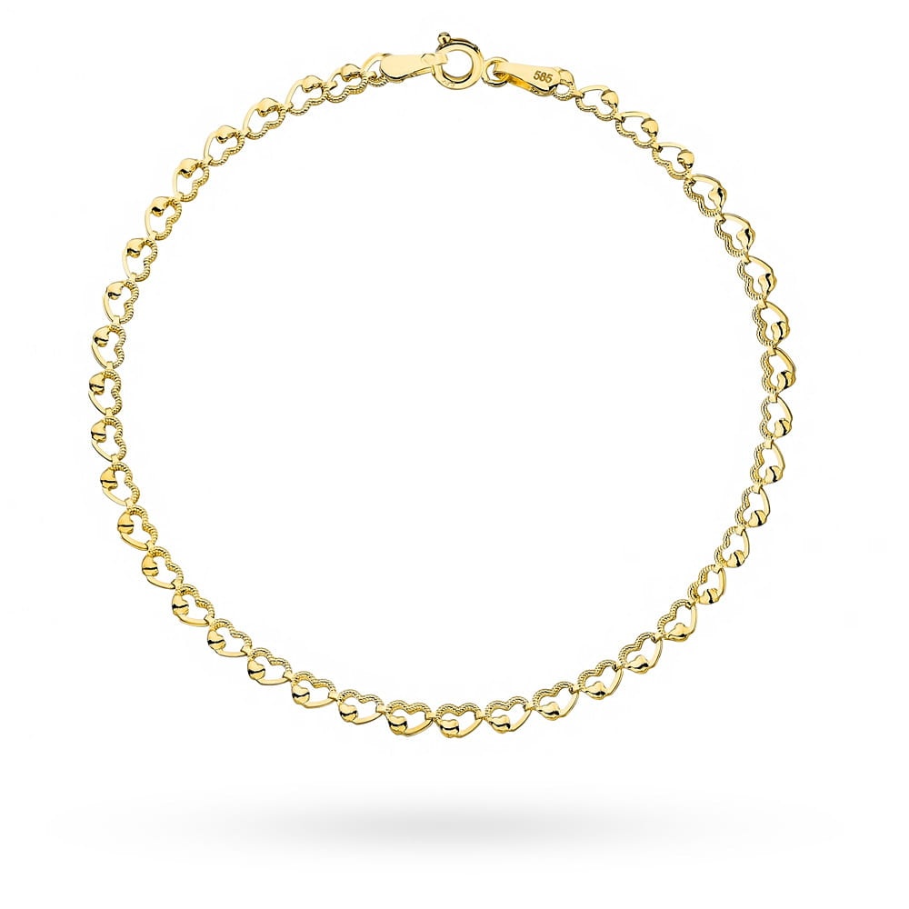 Bratara Lant cu Inimioare Impletite- Aur 14k (Greutate: 1.53, Măsură: 18.5 cm)