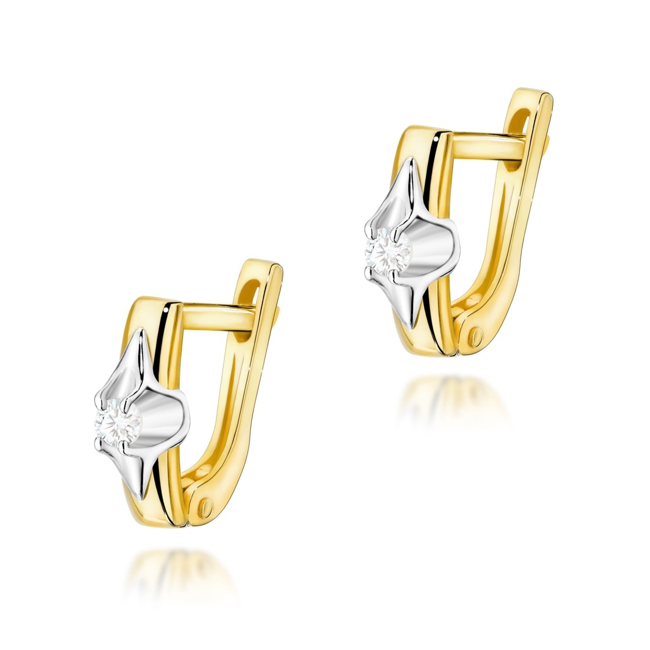 Cercei Aur 14K cu Diamant Natural 0.04 ct (Varianta: Galben)
