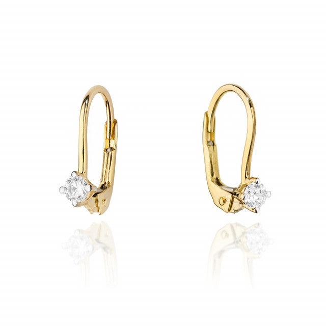 Cercei Aur 14K cu Diamant Natural 0.10 ct (Varianta: Galben)