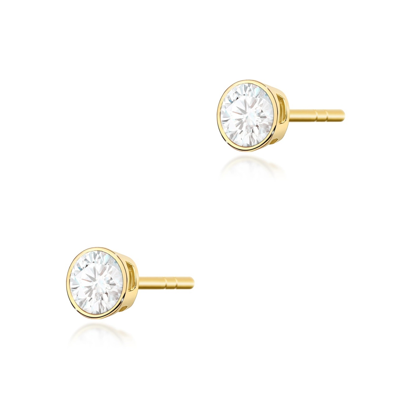 Cercei Aur 14K cu Diamant Natural 0.10 ct (Varianta: Galben)
