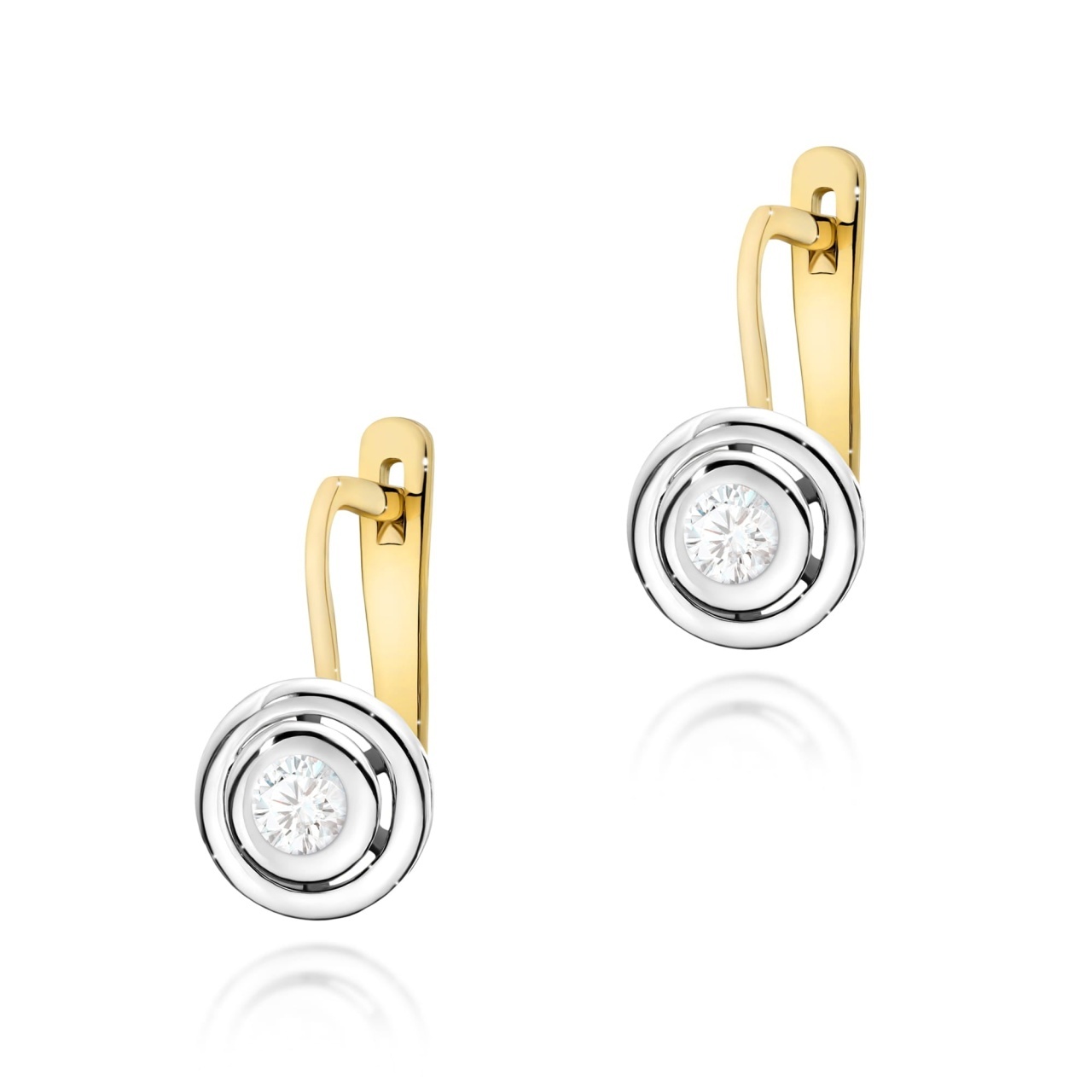 Cercei Aur 14K cu Diamant Natural 0.10 ct (Varianta: Galben)