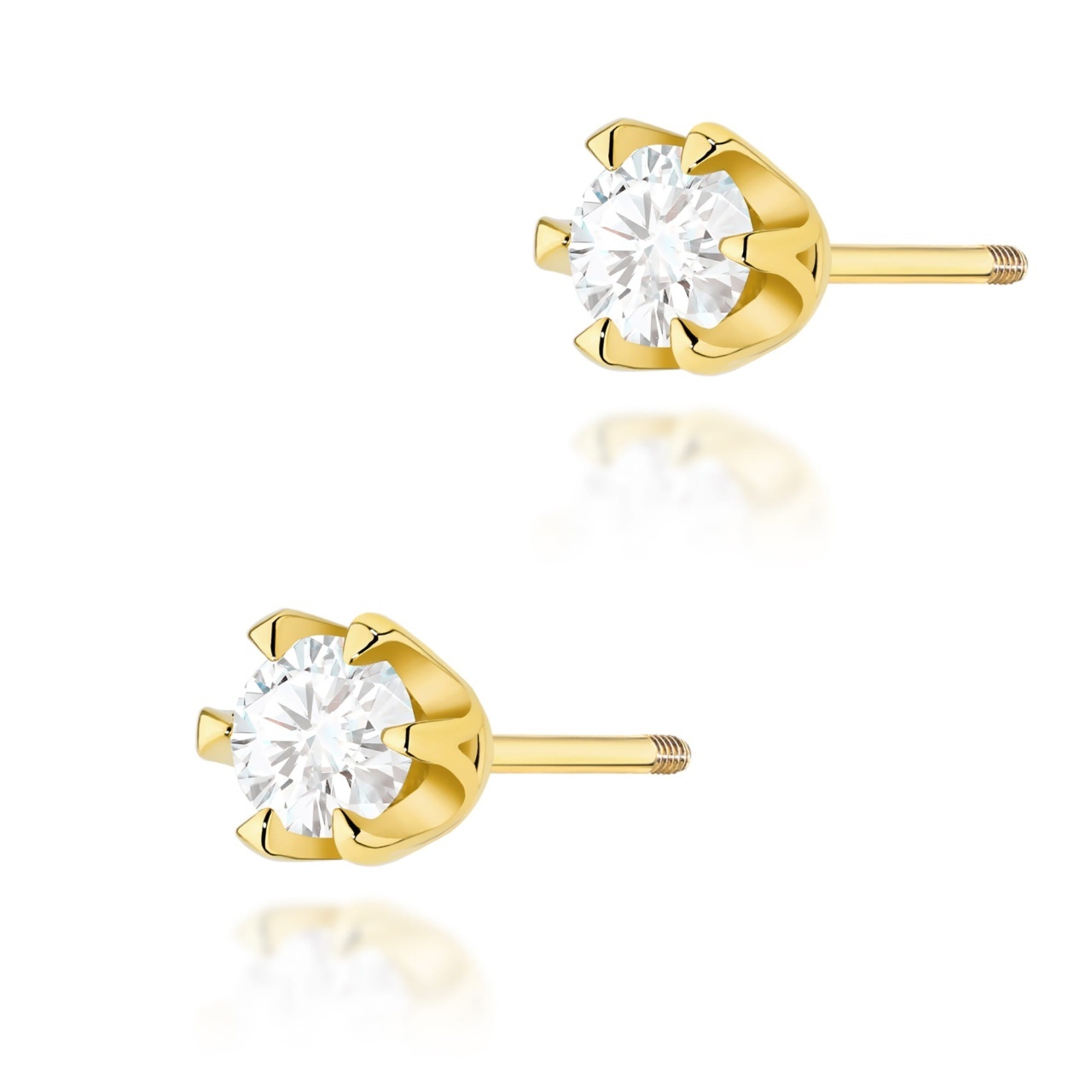 Cercei Aur 14K cu Diamant Natural 0.30 ct Filet cu Protectie (Varianta: Galben)