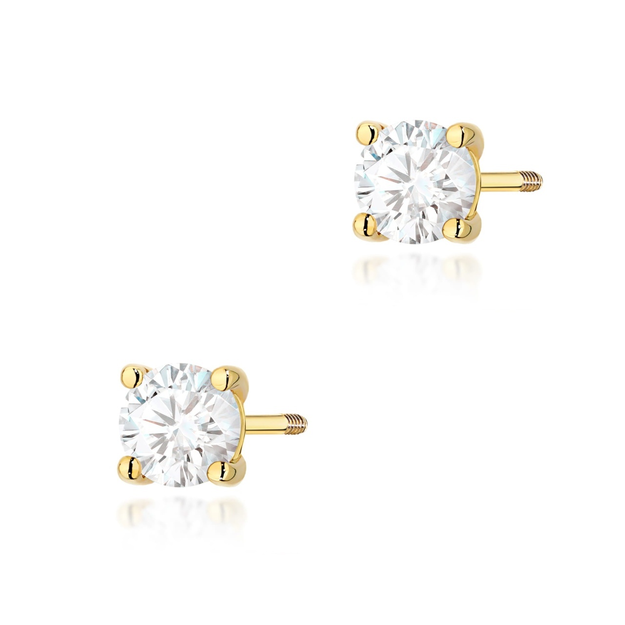 Cercei Aur 14K cu Diamant Natural 0.50 ct Filet cu Protectie (Varianta: Alb)