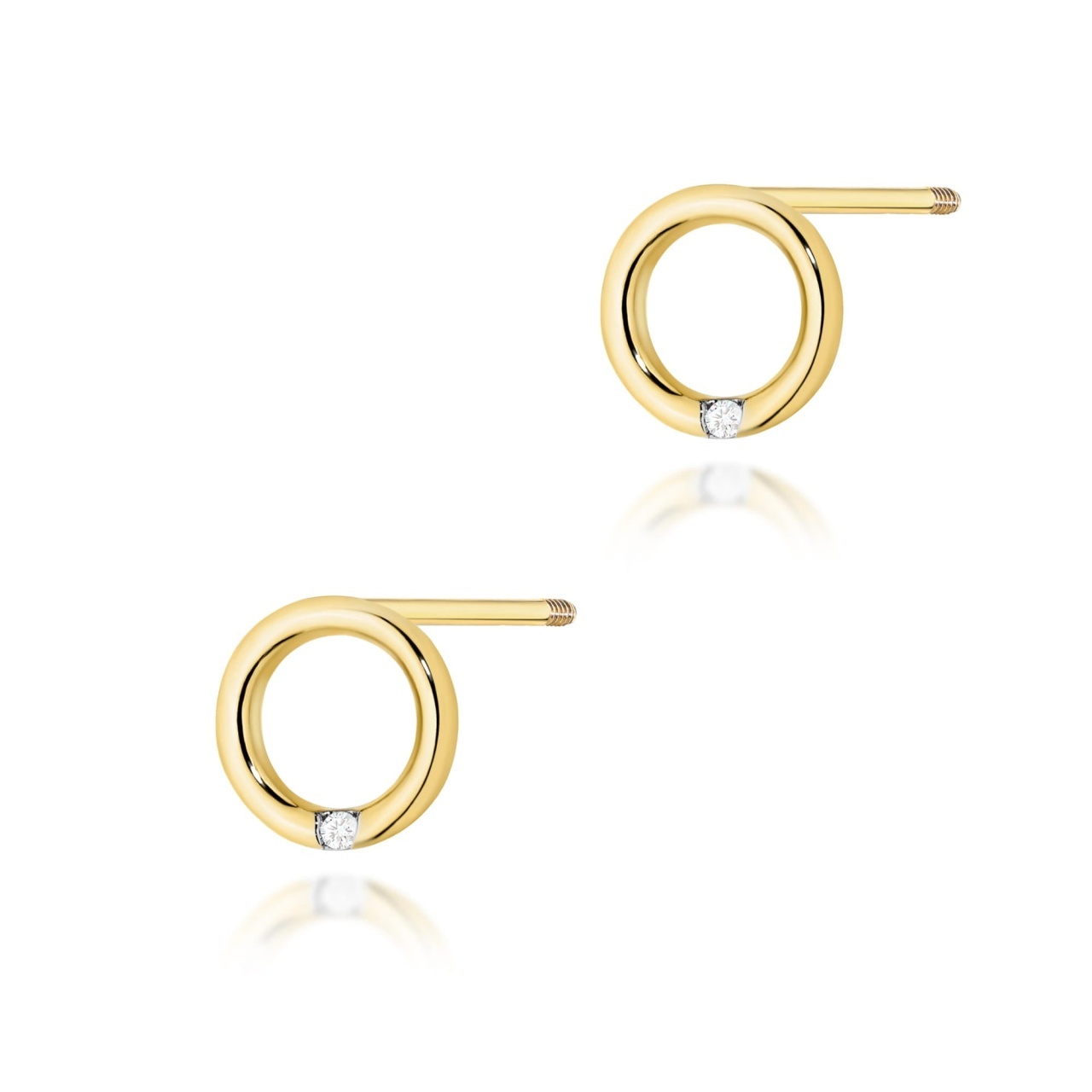 Cercei Aur 14K cu Diamante Naturale 0.01 ct Filet cu Protectie (Varianta: Galben)