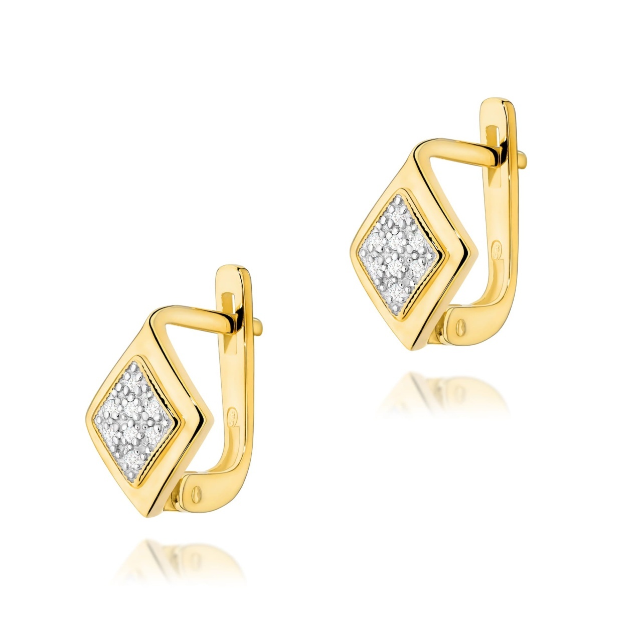 Cercei Aur 14K cu Diamante Naturale 0.08 ct (Varianta: Galben)