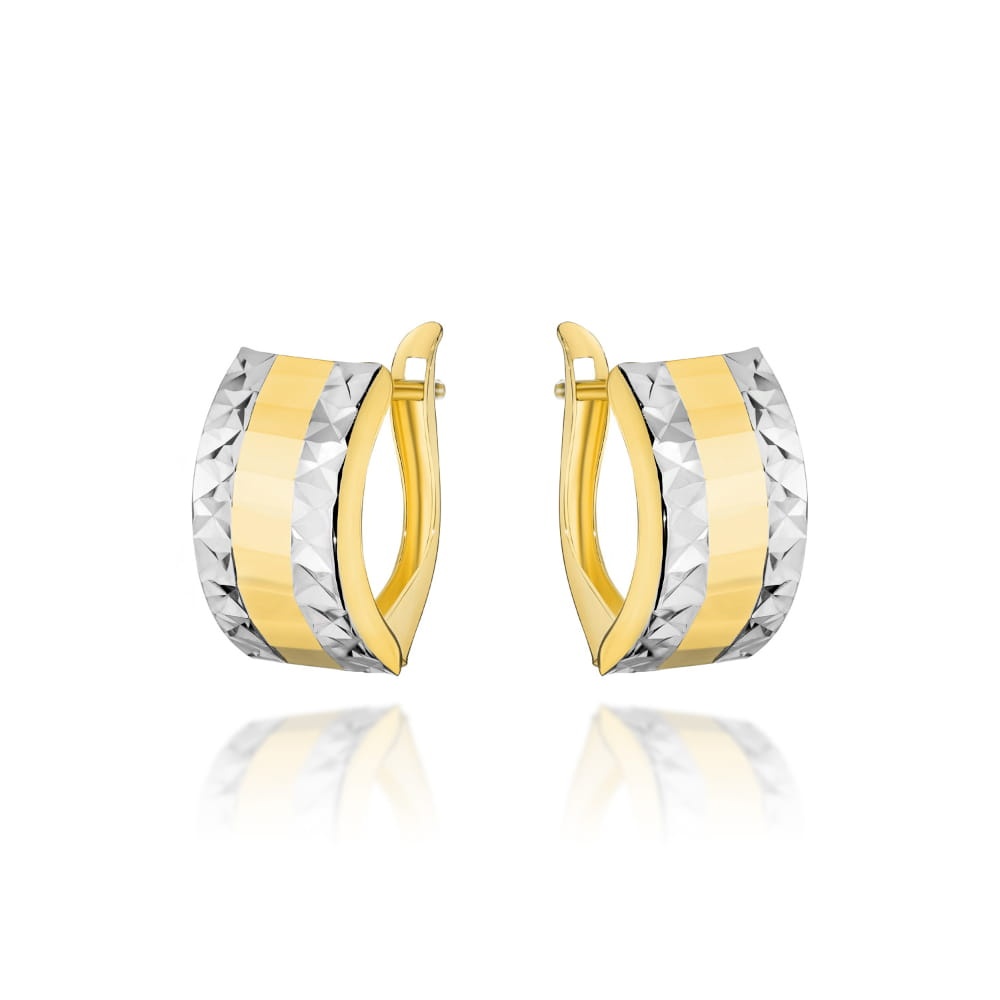 Cercei Aur 14k cu Model Ajurat in Doua Culori (Greutate: 1.86)