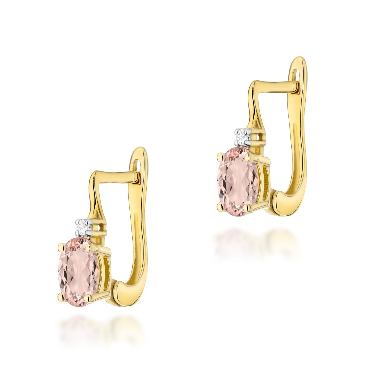 Cercei Aur 14K cu Morganit 0.40 ct si Diamante Naturale 0.03 ct (Varianta: Galben)