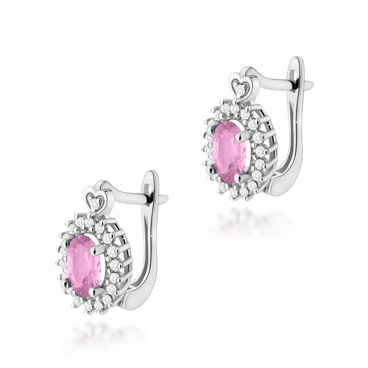 Cercei Aur 14K cu Pink Sapphire 0.45 ct si Diamante Naturale 0.19 ct (Varianta: Galben)