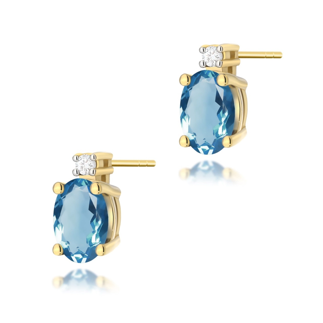 Cercei Aur 14K cu Topaz London Blue 0.50 ct si Diamante Naturale 0.03 ct (Varianta: Galben)