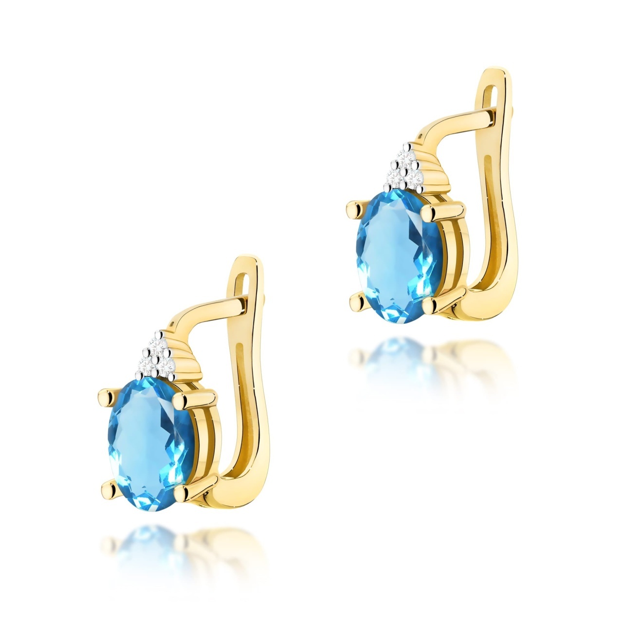 Cercei Aur 14K cu Topaz Swiss 0.90 ct si Diamante Naturale 0.05 ct (Varianta: Galben)