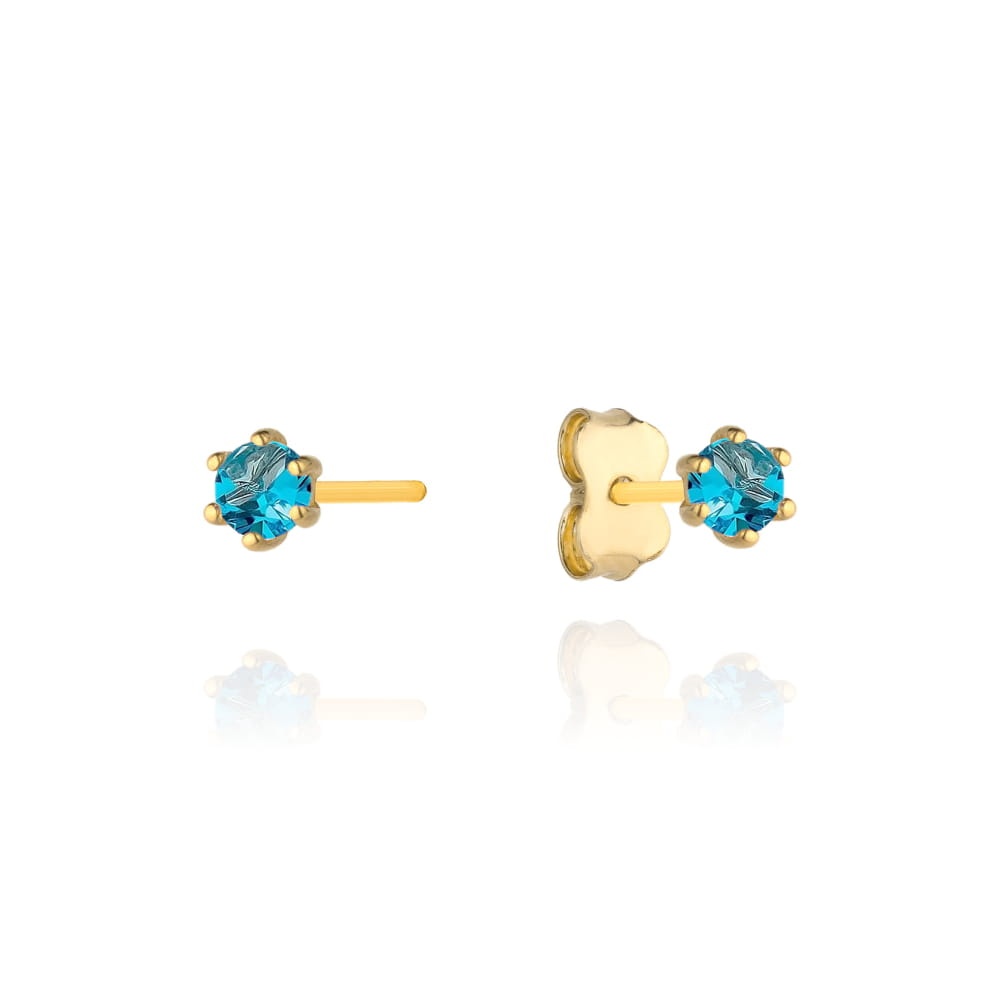 Cercei Aur 14k cu Zirconii Albastre (Greutate: 0.62)