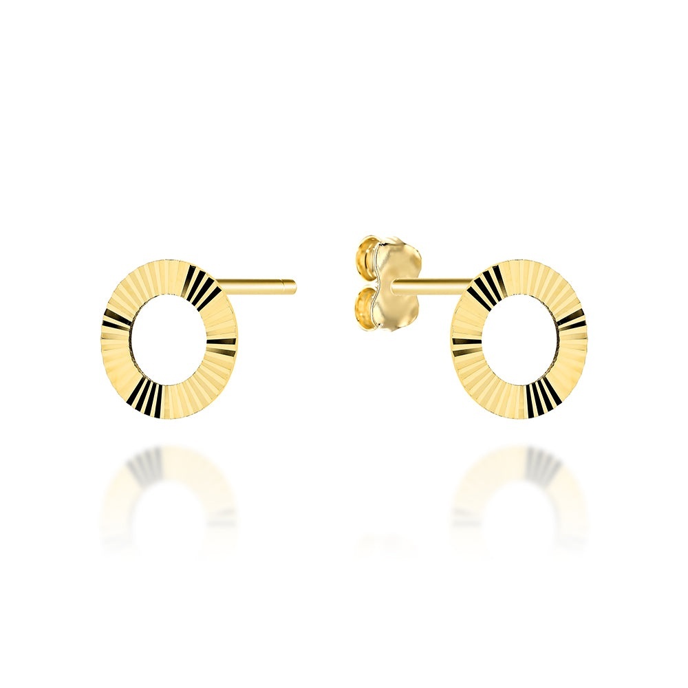 Cercei Aur 14K Ring - Eleganță Rotundă și Strălucitoare (Greutate: 0.88)
