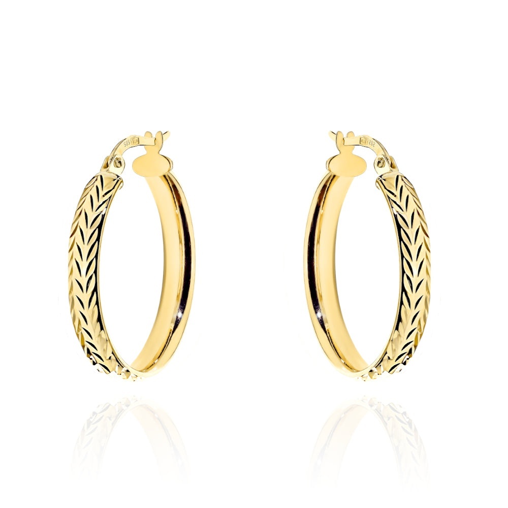 Cercei Aur 14K Rotunzi cu Finisaj Diamantat (Greutate: 3.30)