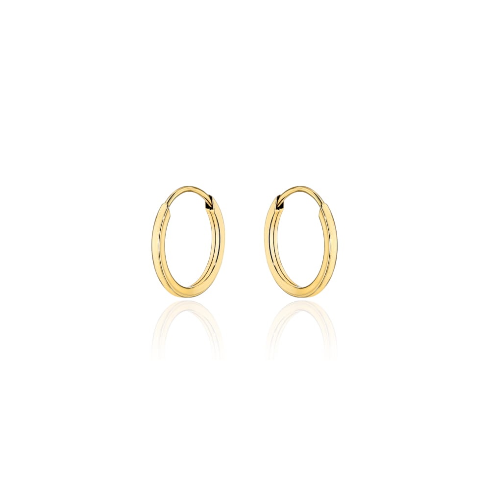 Cercei Cerculețe Super Ușoare Aur 14K cu Secțiune Pătrată 10mm (Greutate: 0.24)