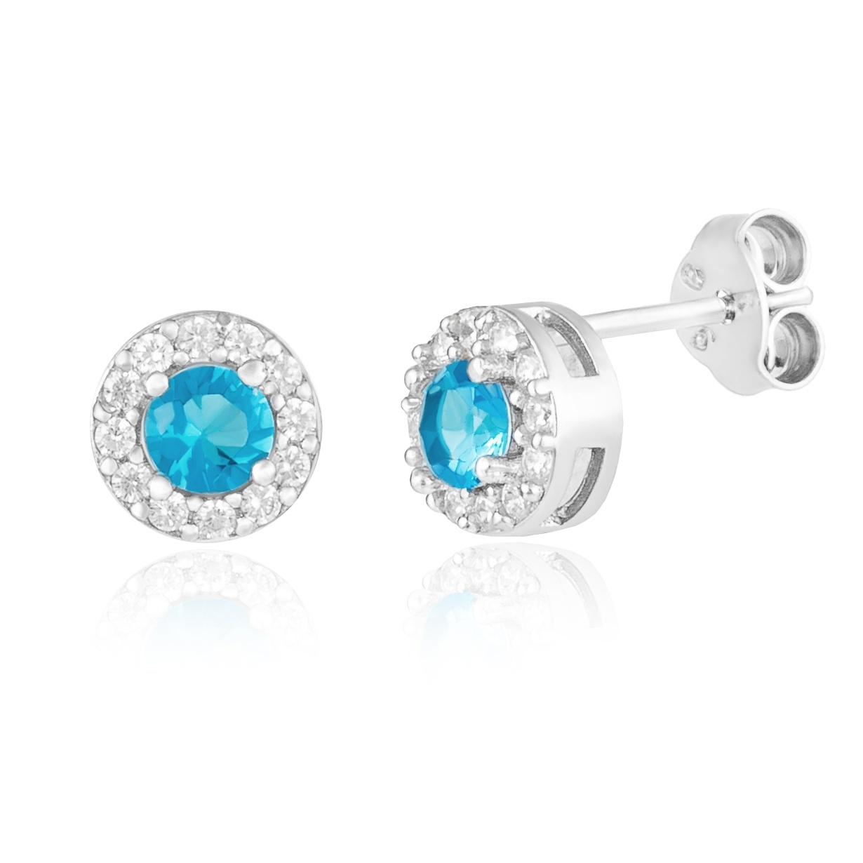 Cercei din argint 925 cu cristale Angel Collection - Light Blue Edition