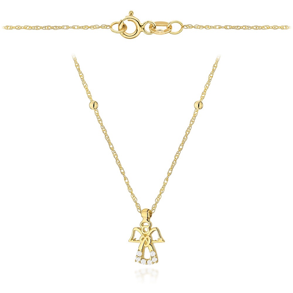 Colier Aur 14K Anjo Zirconiu și Bile Netede (Greutate: 0.93)