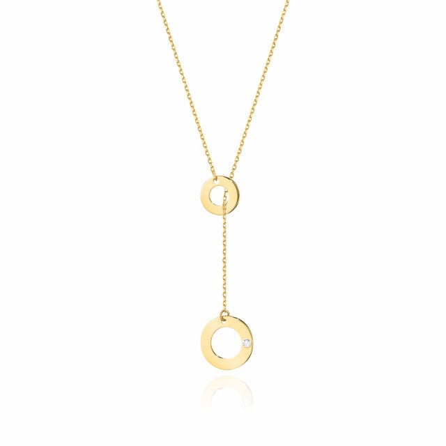 Colier Aur 14K cu Diamant Natural 0.01 ct (Varianta: Galben)