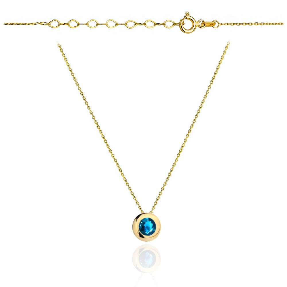 Colier cu Cristal Albastru- Aur 14k (Greutate: 1.41)