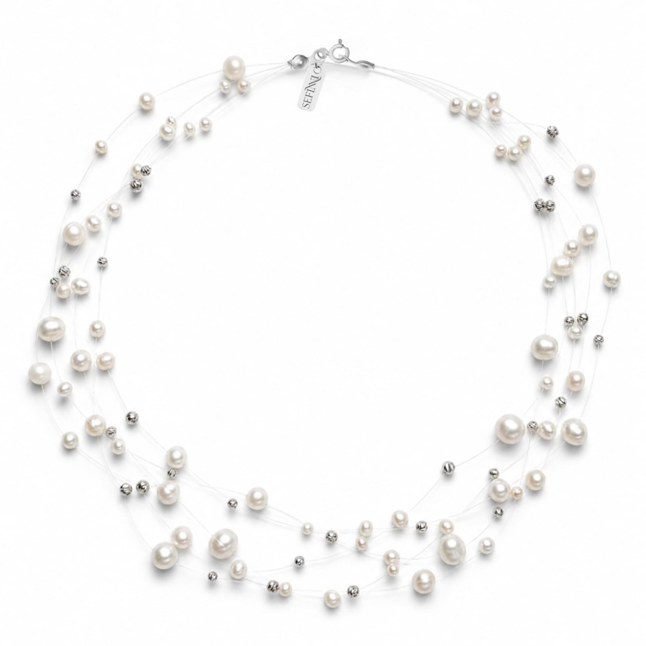 Colier Multi Floating Pearls din Argint 925 cu Perle de Cultură