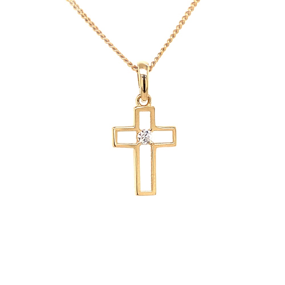 Cruce cu Zirconiu din Aur 14K (Greutate: 0.49)