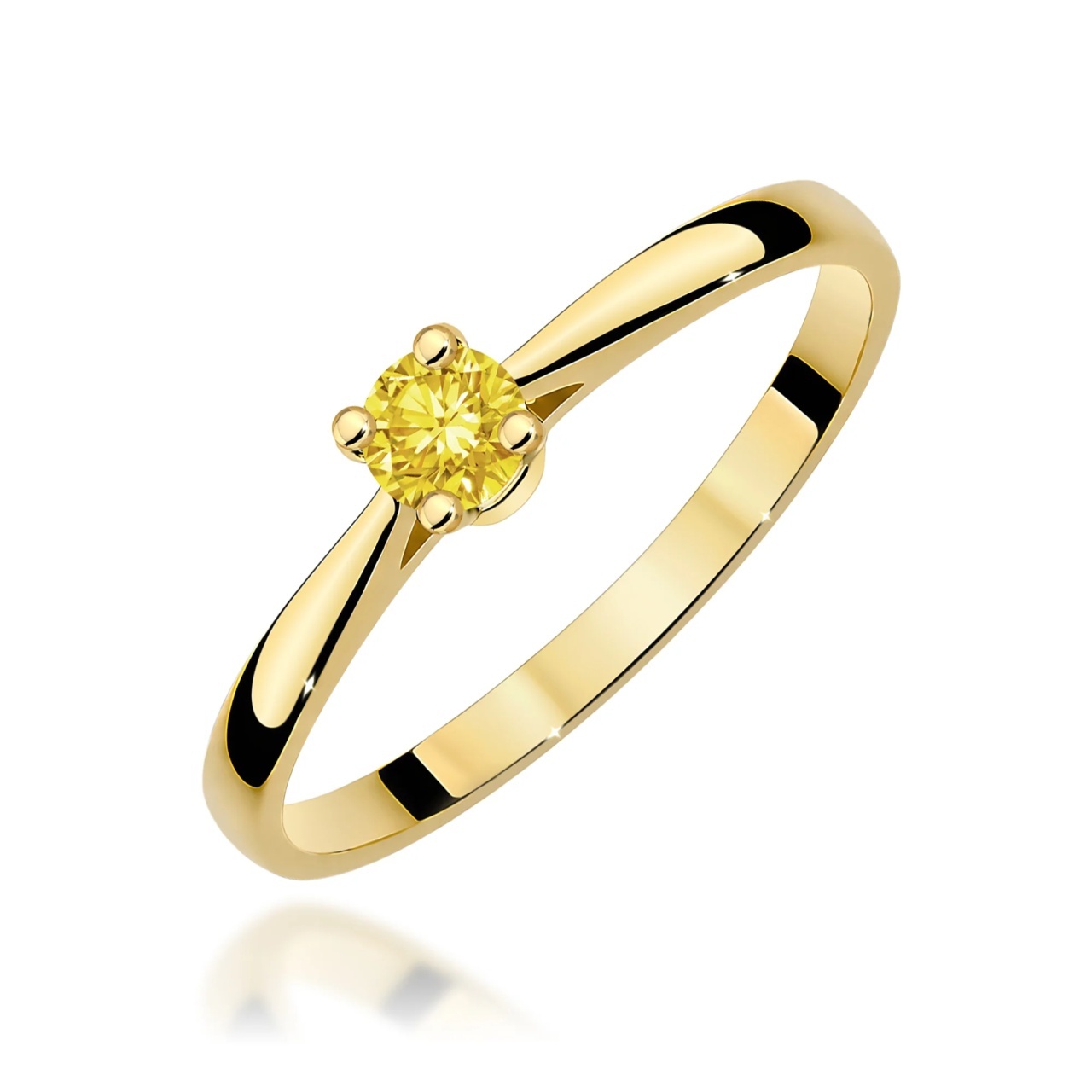 Inel Aur 14K cu Diamant Galben de Laborator 0.15 ct (Varianta: Galben)