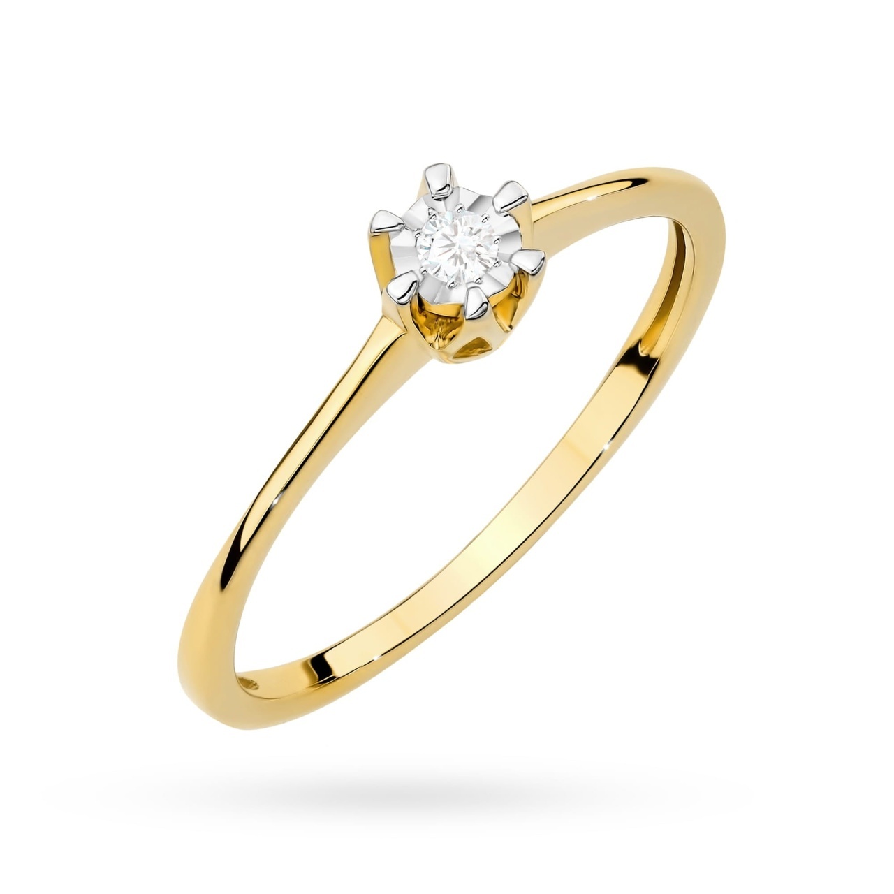 Inel Aur 14K cu Diamant Natural 0.03 ct (Varianta: Galben)
