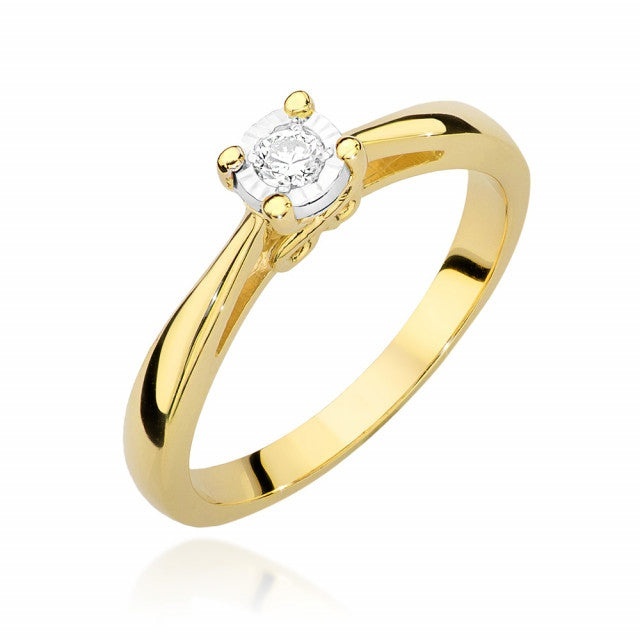 Inel Aur 14K cu Diamant Natural 0.08 ct (Varianta: Galben)