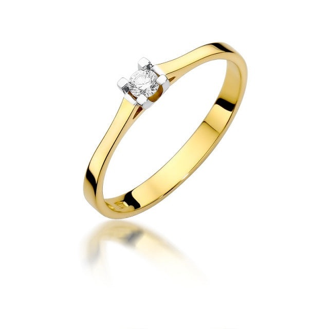 Inel Aur 14K cu Diamant Natural 0.09 ct (Varianta: Galben)