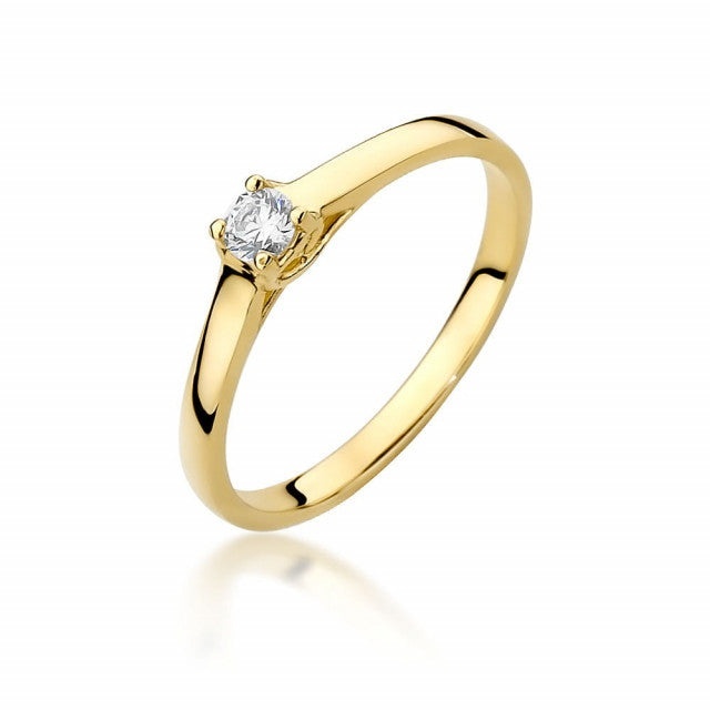 Inel Aur 14K cu Diamant Natural 0.12 ct (Varianta: Galben)
