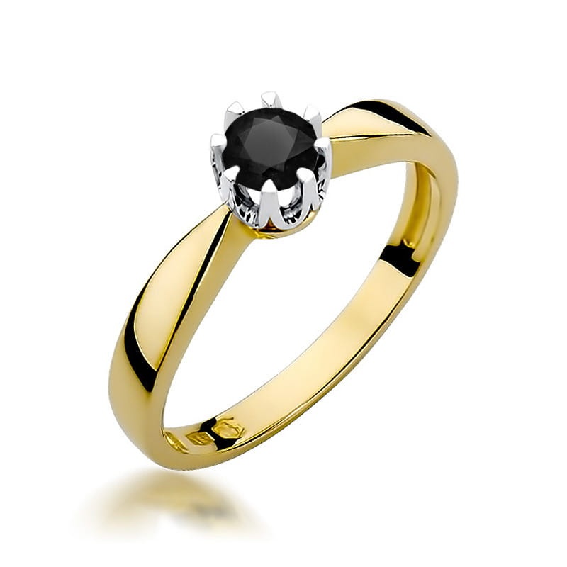 Inel Aur 14K cu Diamant Natural Negru 0.30 ct (Varianta: Galben)