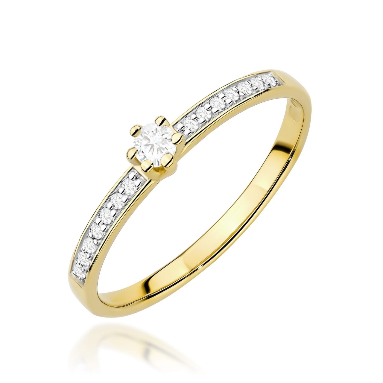 Inel Aur 14K cu Diamante de Laborator 0.17 ct (Varianta: Galben)