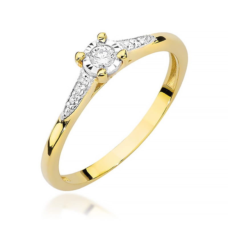 Inel Aur 14K cu Diamante Naturale 0.11 ct (Varianta: Galben)