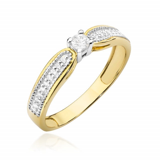 Inel Aur 14K cu Diamante Naturale 0.17 ct (Varianta: Galben)