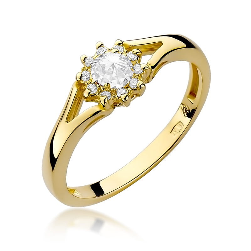 Inel Aur 14K cu Diamante Naturale 0.19 ct (Varianta: Galben)