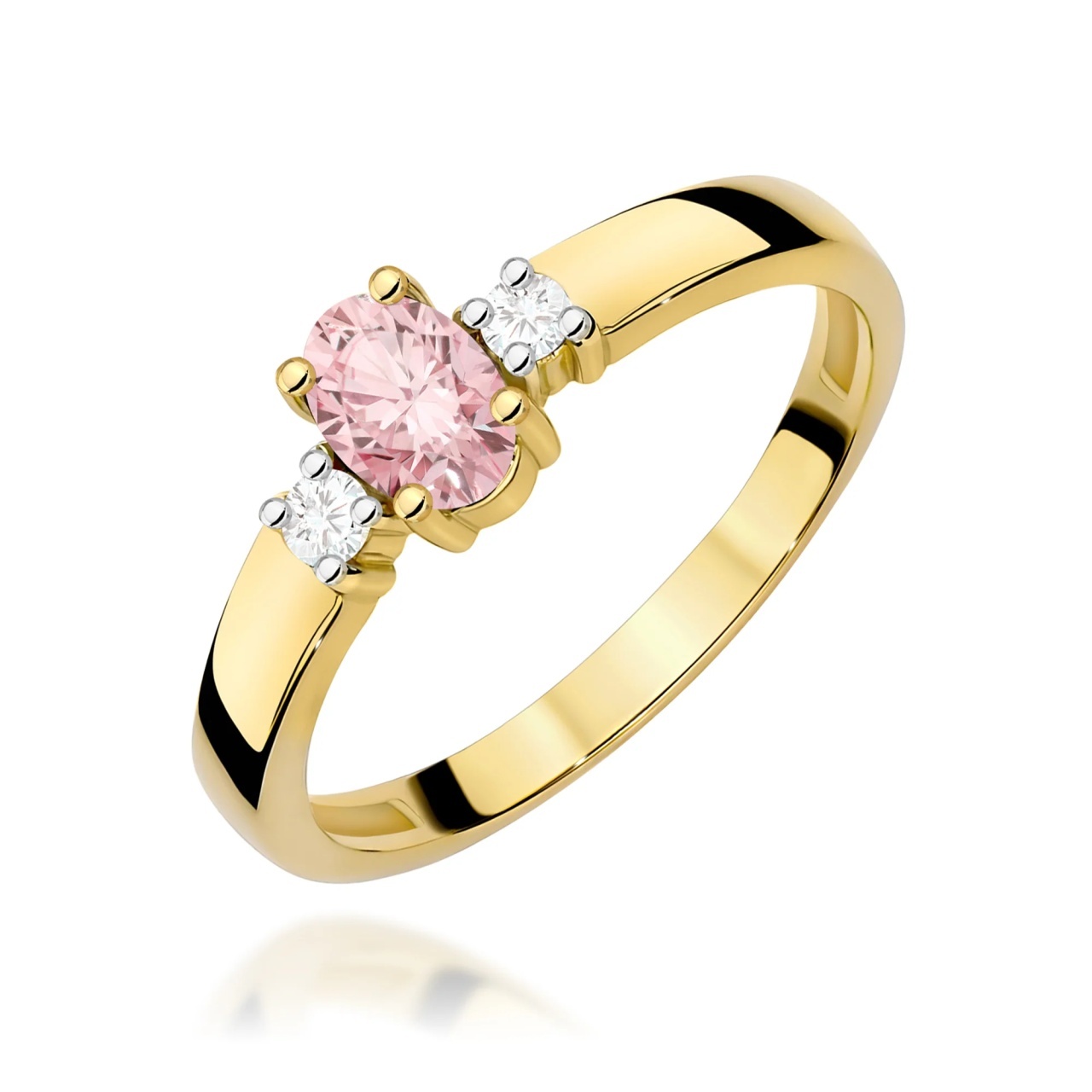 Inel Aur 14K cu Diamante Roz de Laborator 0.58 ct (Varianta: Galben)