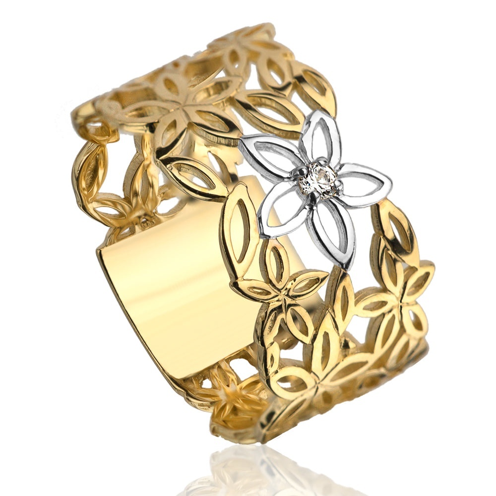 Inel Aur 14k cu Floare si Model Floral (Greutate: 3.31, Măsură: 13)