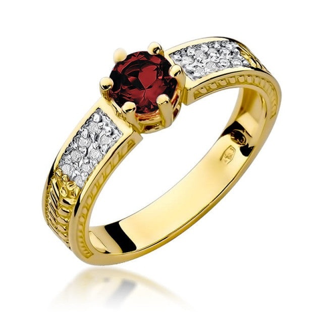 Inel Aur 14K cu Rubin 0.60 ct si Diamante Naturale 0.08 ct (Varianta: Galben)