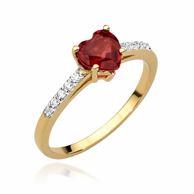 Inel Aur 14K cu Rubin 1.10 ct si Diamante Naturale 0.10 ct (Varianta: Galben)