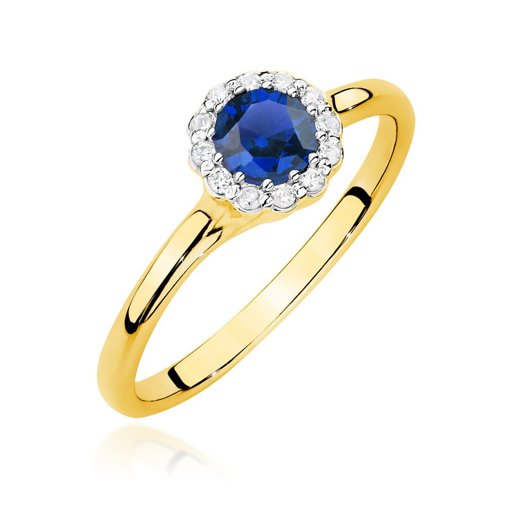Inel Aur 14K cu Safir 0.50 ct si Diamante Naturale 0.10 ct (Varianta: Galben)