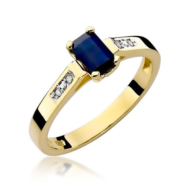 Inel Aur 14K cu Safir 0.60 ct si Diamante Naturale 0.04 ct (Varianta: Galben)